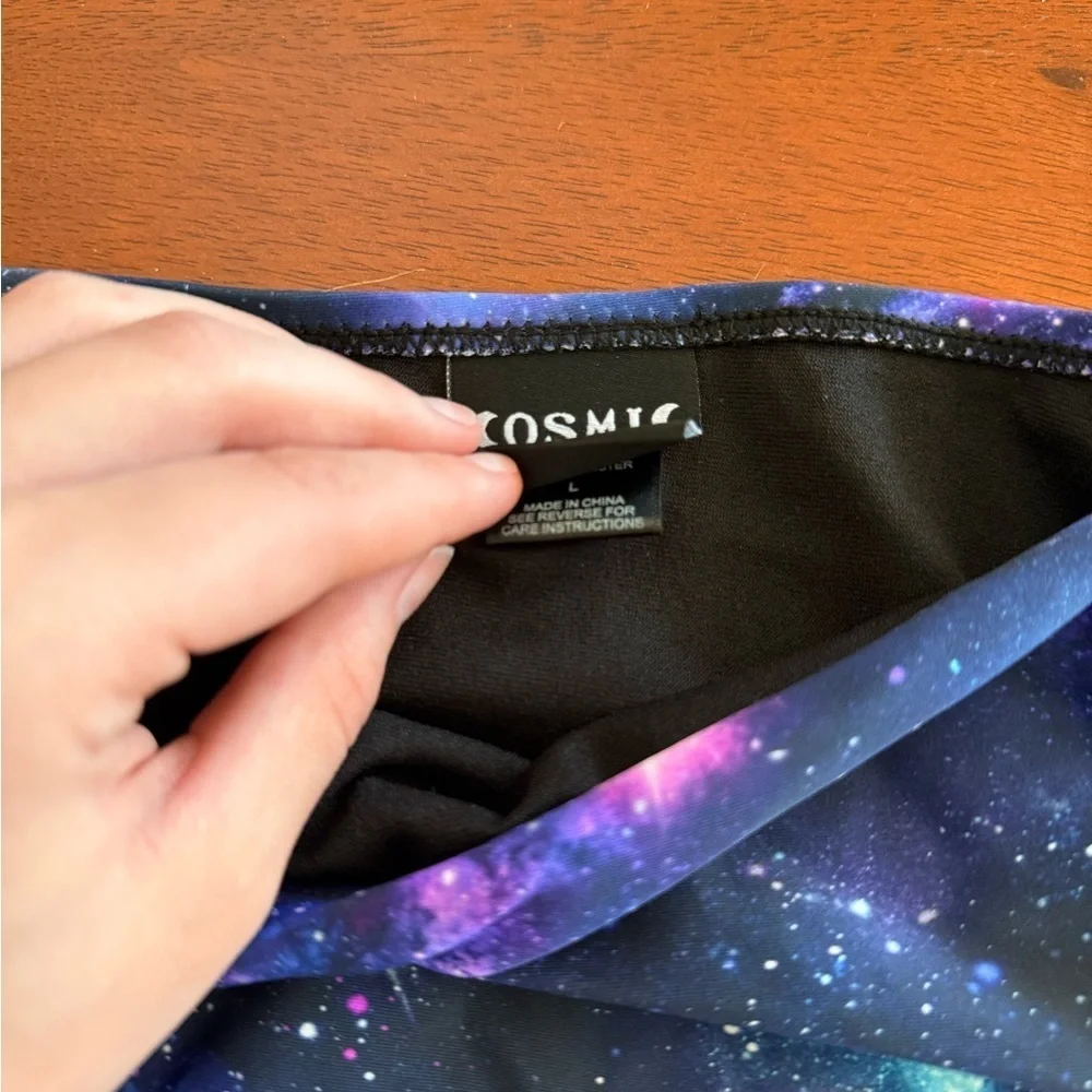 👙 Cosmic Aura® Galaxy O-Ring Purple Halter Swim Bottoms size Large